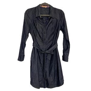 Boden Denim Shirt Dress Women’s Size 8R Long Sleeve Pockets Belted 100% Cotton